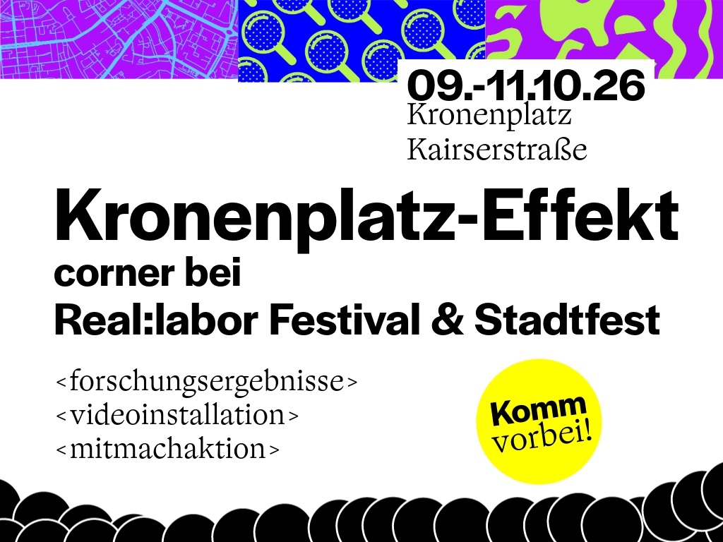 Kronenplatz-Effekt Eventbanner mit Veranstaltungsterminen und Aktionsankündigung.