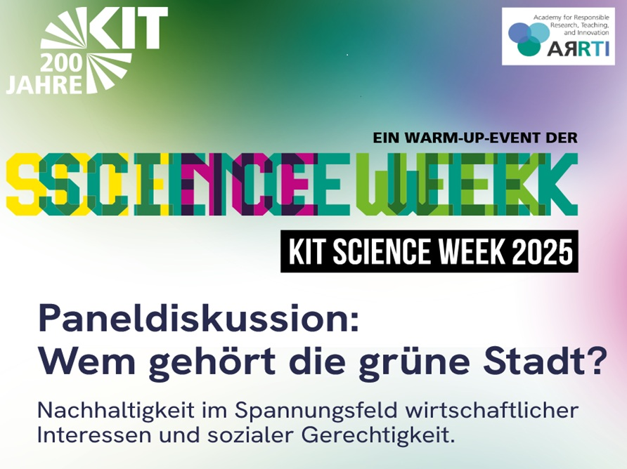 Logo der KIT Science Week 2025 und der Academy for Responsible Research, Teaching and Innovation.